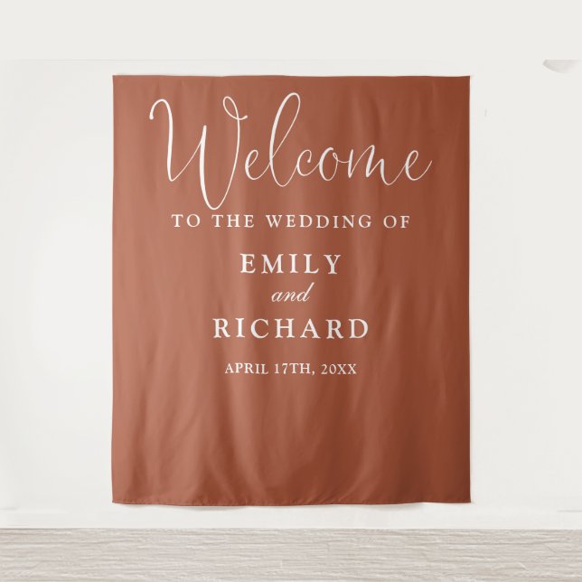 Tapete De Parede Terracotta Wedding Welcome Photo Backdrop (Frente)