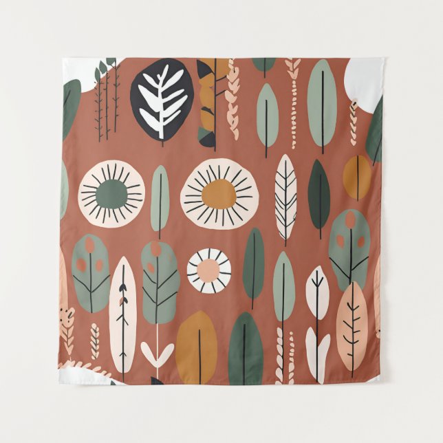 Tapete De Parede Terracotta Wildflower Boho Rustic Wall (Frente)