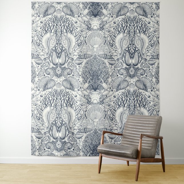 Tapete De Parede Tesouros de praia, conchas marinhas, caranguejo, c (In Situ)