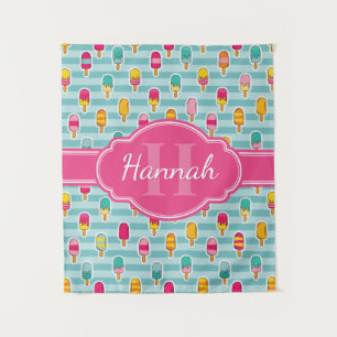 Tapete De Parede Teste padrão colorido do pop do gelo com monogram