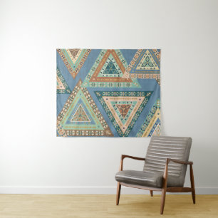 Tapete De Parede Teste padrão indiano tribal azul exterior de Ge