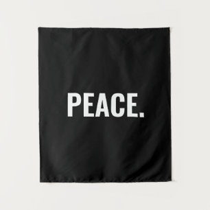 Tapete De Parede Texto branco e preto da paz minimalista contra a g