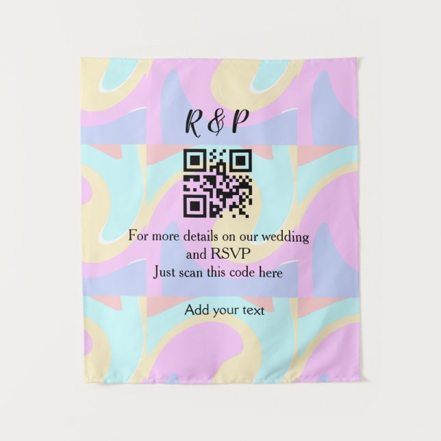 Tapete De Parede texto do código q r rsvp do site de casamento adic (Frente)
