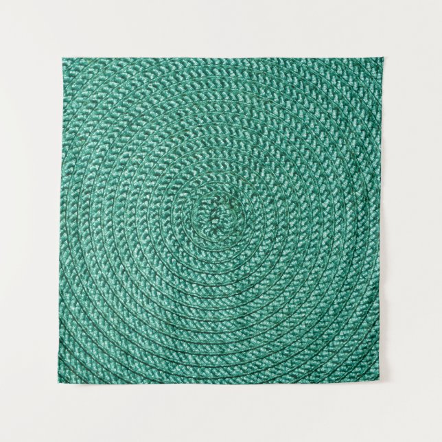 Tapete De Parede Textura artificial de tecido verde trançada. (Frente)