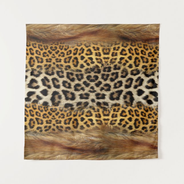 Tapete De Parede Textura com pelo: raposa e leopardo. (Frente)