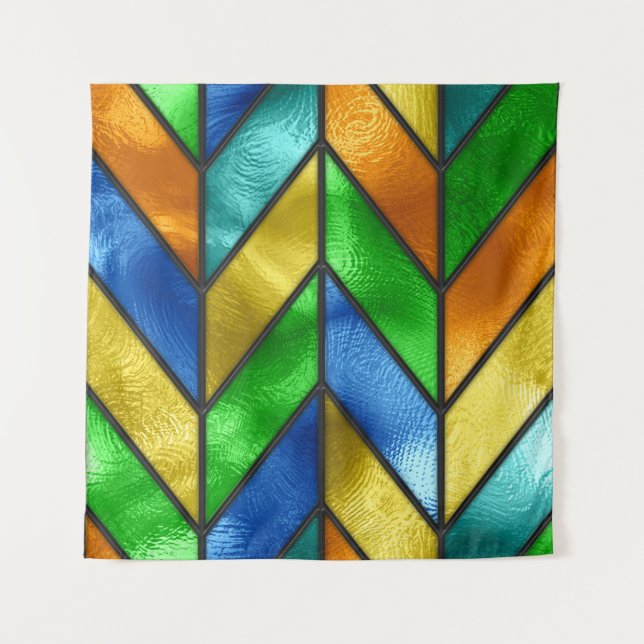 Tapete De Parede Textura De Vidro Colorido Chevron (Frente)