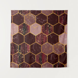 Tapete De Parede Textura sem costura do hexágono mármore com ouro
