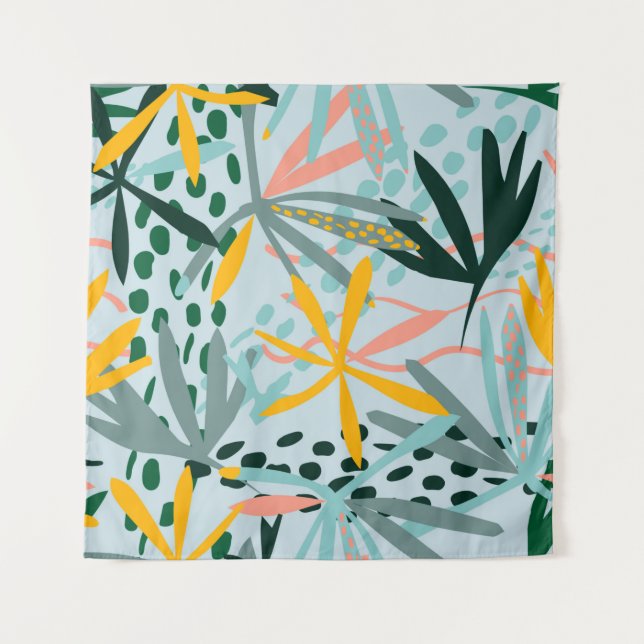 Tapete De Parede Textura tropical sem costura com palmeiras, raster (Frente)