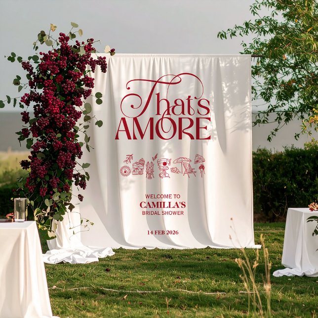 Tapete De Parede That’s Amore Red hand drawn Bridal Shower (Criador carregado)