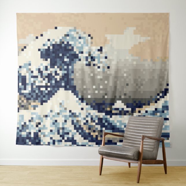 Tapete De Parede The Great Wave off Kanagawa 8 Bit Pixel Art (In Situ (Horizontal))