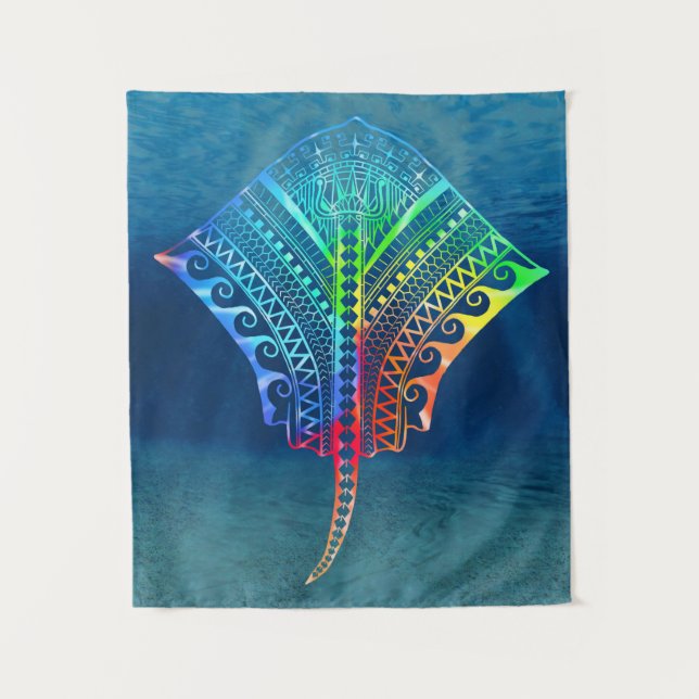 Tapete De Parede Tie Dyed Tribal Stingray (Frente)