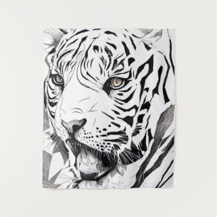Tapete De Parede Tiger Animal Wild Nature Illustration Line Epic