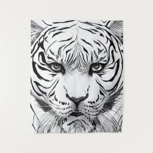 Tapete De Parede Tiger Animal Wild Nature Illustration Line Epic