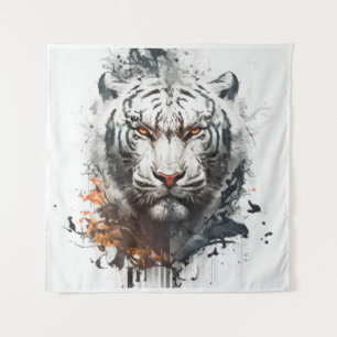 Tapete De Parede Tiger Retrato Animal Pintura Selvagem Exterior