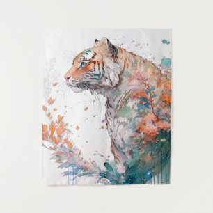 Tapete De Parede Tiger Retrato Animal Pintura Selvagem Exterior