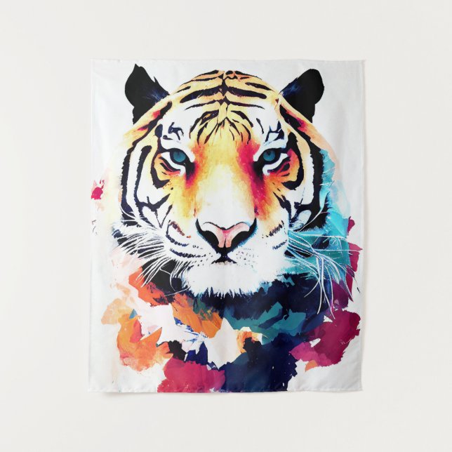 Tapete De Parede Tiger Wild Nature - Pintura De Cor Animal (Frente)