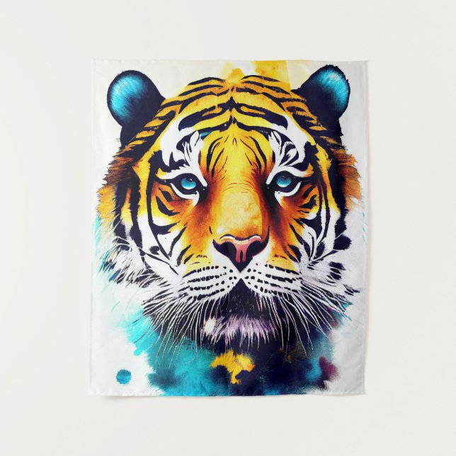 Tapete De Parede Tiger Wild Nature - Pintura De Cor Animal (Frente)