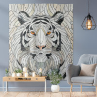 Tigre branco - Arte Digital Mosaica de Vidro Estre