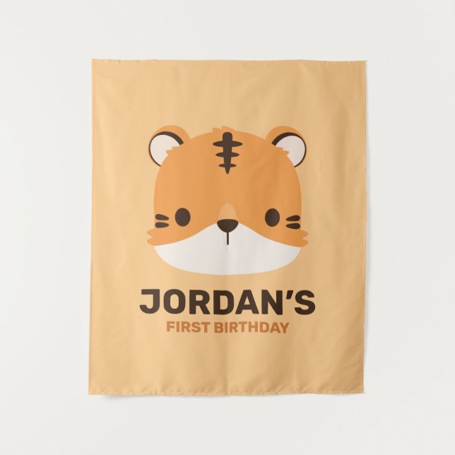 Tapete De Parede Tigre de Cuta com Nome Personalizado (Frente)