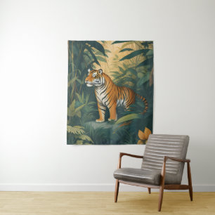 Tapete De Parede Tigre Majestoso na Arte Selvagem Elegante
