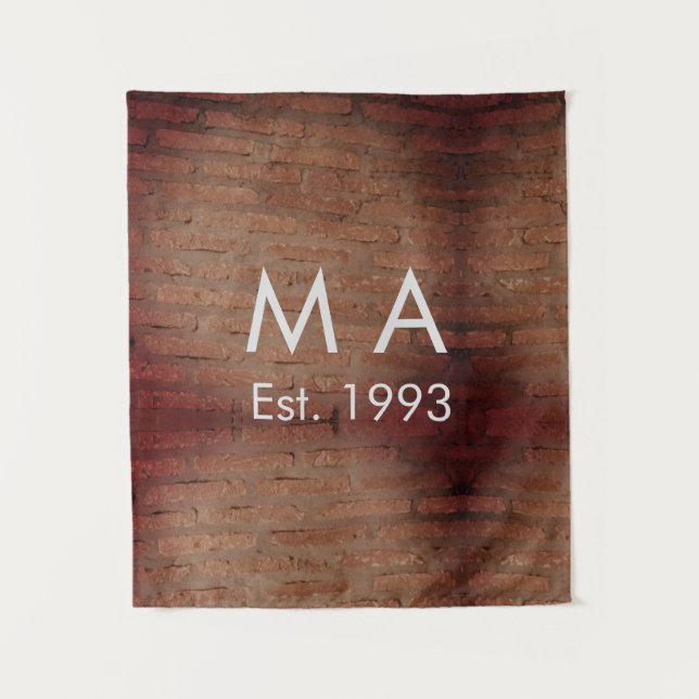 Tapete De Parede Tijolo de pedra marrom rústico adicionar nome letr (Frente)