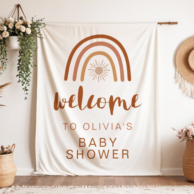 Tapete De Parede TINLEY Boho Terracotta Arco-íris Sol Chá de Bebê (Criador carregado)