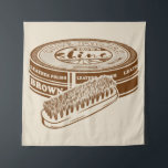 Tapete De Parede Tinta de cor calçado castanha<br><div class="desc">Uma ilustração de arte pop no estilo de um poster de publicidade vintage. Uma lata de calçado castanho e uma escova de calçado.</div>