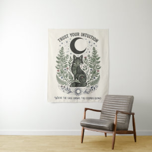 Tapete De Parede Título: Raposa da Arte Popular Vintage em Verde Sa