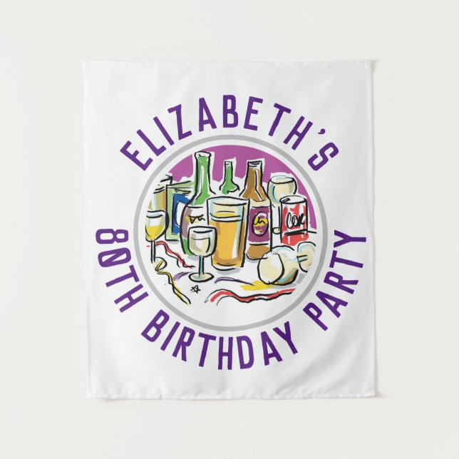 Tapete De Parede Toalha de mesa comemorativa de 80 anos (Frente)