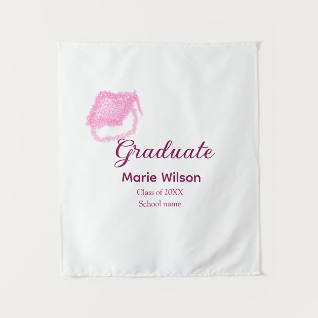 Tapete De Parede toga de formatura rosa com purpurina adicionar nom (Frente)