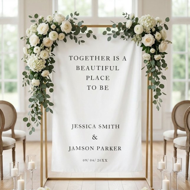 Tapete De Parede Together beautiful place to b Wedding Welcome Sign (Criador carregado)
