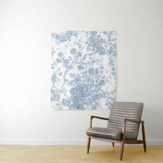 Tapete De Parede Toile de Jouy azul francês