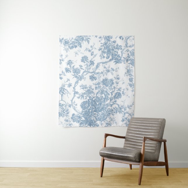 Tapete De Parede Toile de Jouy azul francês (In Situ)