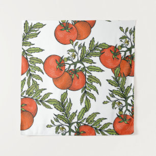 Tapete De Parede Tomato Vintage: Ilustração do Mercado de Fazendas.