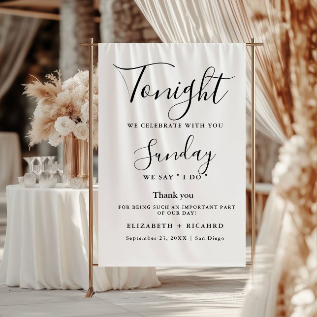 Tapete De Parede Tonight we celebrate wedding rehearsal dinner sign (Criador carregado)