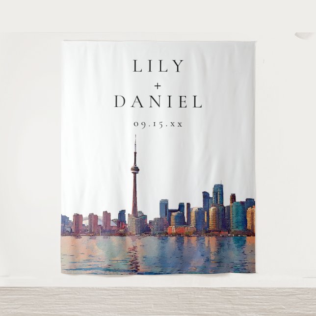 Tapete De Parede Toronto Skyline Wedding Photo Backdrop (Frente)