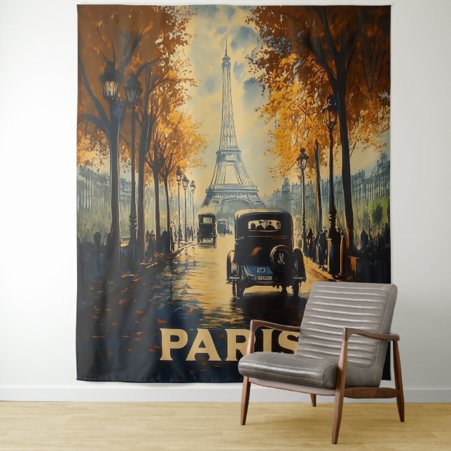 Tapete De Parede Torre Eiffel do Poster de viagens Paris de 1930 (In Situ)