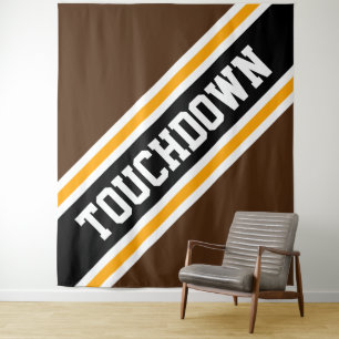 Tapete De Parede TOUCHDOWN Laranja Preto Marrom Listras de Futebol
