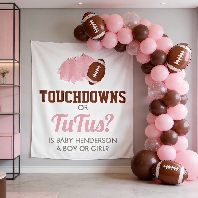 Tapete De Parede Touchdowns or Tutus Gender Reveal Backdrop (Touchdowns or Tutus Baby Gender Reveal Backdrop)