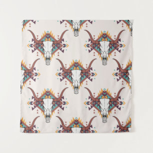 Tapete De Parede Touro Tribal Caveira: Boho Sem Semente
