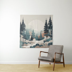 Tapete De Parede Trabalho de arte de Paisagem de Floresta de Boho