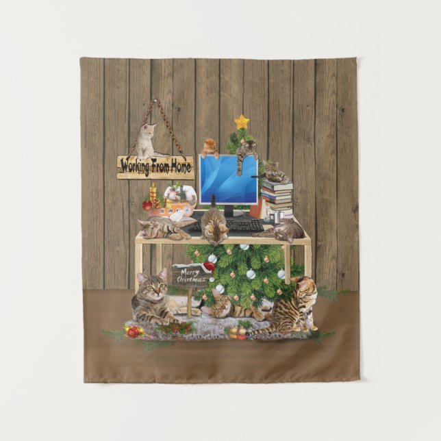 Tapete De Parede Trabalho de Natal de casa com meus gatos (Frente)