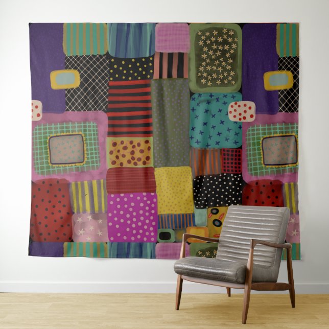 Tapete De Parede Trabalho em retalhos efeito patchwork (In Situ (Horizontal))