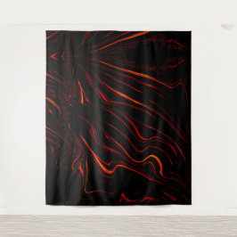 Tapete De Parede Traços longos vermelhos ondulados no fundo negro