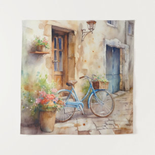 Tapete De Parede Trechos de Arte Bicicleta de Aquarela