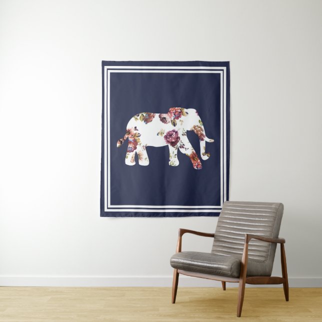 Tapete De Parede Trendy Bohemian Floral Elephant & Double Frame (In Situ)