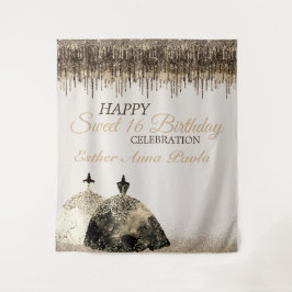 Tapete De Parede Trendy Dourado Brown Drips Ballgown Doce 16 Aniver