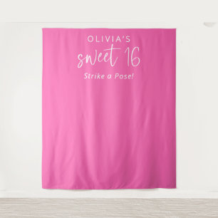 Tapete De Parede Trendy Hot Pink Name Sweet 16 Party Backdrop