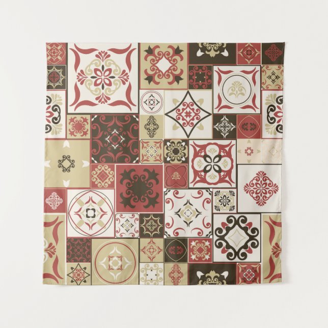 Tapete De Parede Trendy Marsala - Padrão do Azulejo marroquino (Frente)