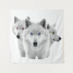 Tapete De Parede Três Lobos Brancos